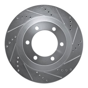 Lexus GX470 Brake Rotor (1) - Front Right - R1 Concepts - Drilled & Slotted - Silver - `03-`09